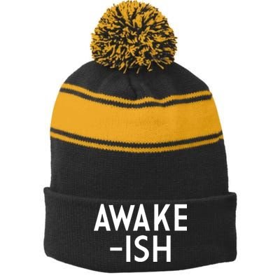 Awake-ish Stripe Pom Pom Beanie