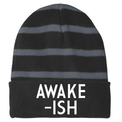 Awake-ish Striped Beanie with Solid Band