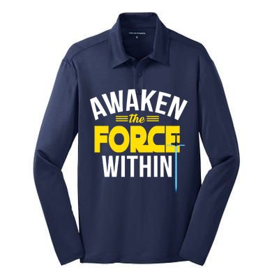 Awaken The Force Within Christian Silk Touch Performance Long Sleeve Polo