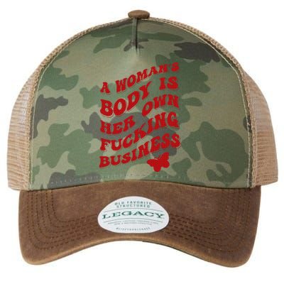 A WomanS Body Is Her Own Fucking Business Legacy Tie Dye Trucker Hat