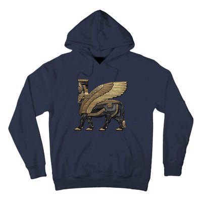 Assyrian Winged Bull Gold And Black Lamassu Over White Leather Tall Hoodie