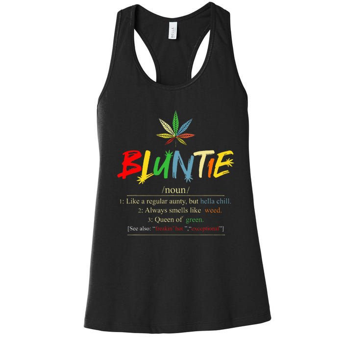 Aunt Wear Bluntie Funny Aunt Weed Women's Racerback Tank