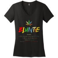 Aunt Wear Bluntie Funny Aunt Weed Women's V-Neck T-Shirt