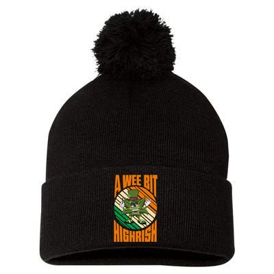 A Wee Bit Highrish Funny St Patricks Day Pom Pom 12in Knit Beanie