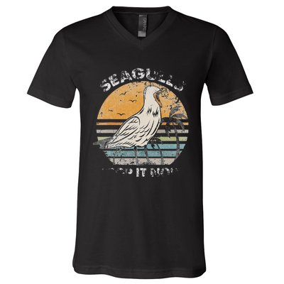 American Woodcock Bird Retro Vaporwave Unique Birding Gift design cute bird with the funny quote saying.Perfect for who love bird, bird quote, bird lover, animals, animal, ornithology, Farm Animals, Wildlife, Nature, Forest V-Neck T-Shirt