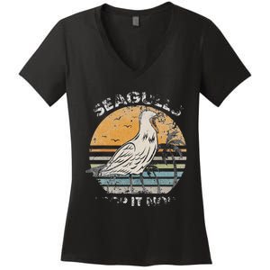 American Woodcock Bird Retro Vaporwave Unique Birding Gift design cute bird with the funny quote saying.Perfect for who love bird, bird quote, bird lover, animals, animal, ornithology, Farm Animals, Wildlife, Nature, Forest Women's V-Neck T-Shirt