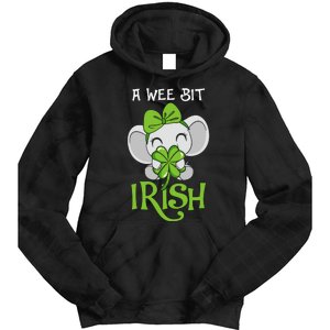 A Wee Bit Irish Cute Elephant Patricks Day Tie Dye Hoodie