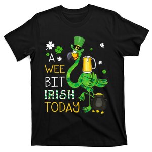 A Wee Bit Irish Today Flamingo Leprechaun St Patricks Day T-Shirt