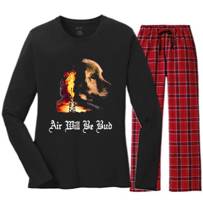 Air Will Be Blud Vintage Dog Air Will Be Blood Women's Long Sleeve Flannel Pajama Set 