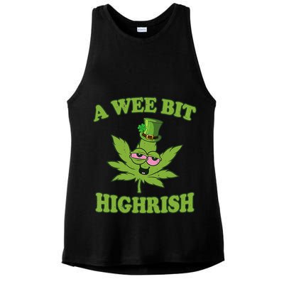 A Wee Bit Highrish Funny 420 Weed Marijuana St Patricks Day Ladies PosiCharge Tri-Blend Wicking Tank