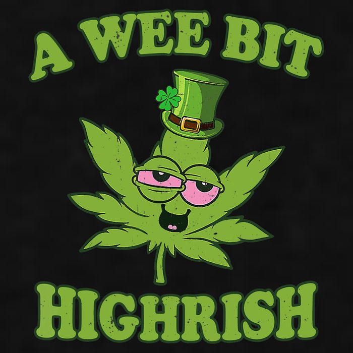 A Wee Bit Highrish Funny 420 Weed Marijuana St Patricks Day Ladies PosiCharge Tri-Blend Wicking Tank