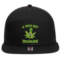 A Wee Bit Highrish Funny 420 Weed Marijuana St Patricks Day 7 Panel Mesh Trucker Snapback Hat