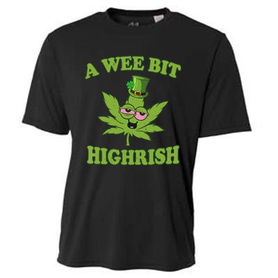 A Wee Bit Highrish Funny 420 Weed Marijuana St Patricks Day Cooling Performance Crew T-Shirt