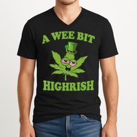 A Wee Bit Highrish Funny 420 Weed Marijuana St Patricks Day V-Neck T-Shirt