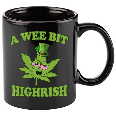 A Wee Bit Highrish Funny 420 Weed Marijuana St Patricks Day 11oz C Handle Ceramic Mug