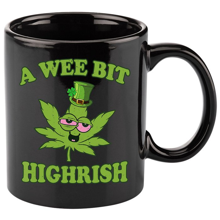 A Wee Bit Highrish Funny 420 Weed Marijuana St Patricks Day 11oz C Handle Ceramic Mug