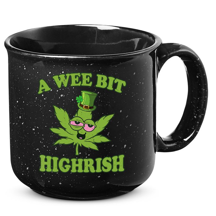 A Wee Bit Highrish Funny 420 Weed Marijuana St Patricks Day 15oz Campfire Ceramic Mug