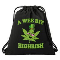 A Wee Bit Highrish Funny 420 Weed Marijuana St Patricks Day Drawstring Bag