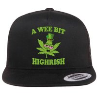 A Wee Bit Highrish Funny 420 Weed Marijuana St Patricks Day Flat Bill Trucker Hat