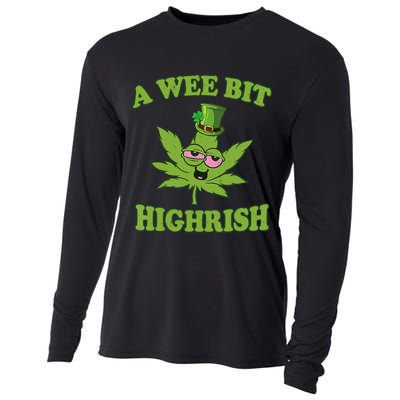 A Wee Bit Highrish Funny 420 Weed Marijuana St Patricks Day Cooling Performance Long Sleeve Crew