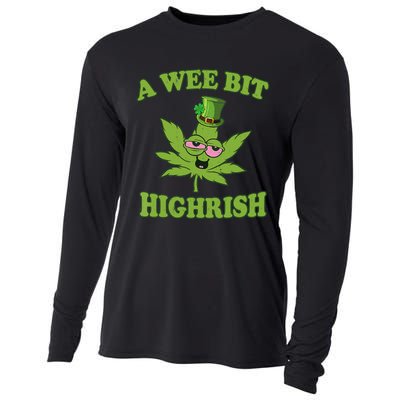 A Wee Bit Highrish Funny 420 Weed Marijuana St Patricks Day Cooling Performance Long Sleeve Crew