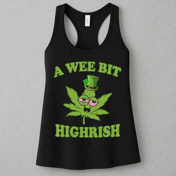 A Wee Bit Highrish Funny 420 Weed Marijuana St Patricks Day Womens Tank Top