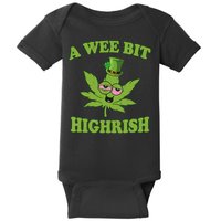 A Wee Bit Highrish Funny 420 Weed Marijuana St Patricks Day Baby Bodysuit