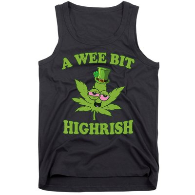 A Wee Bit Highrish Funny 420 Weed Marijuana St Patricks Day Tank Top