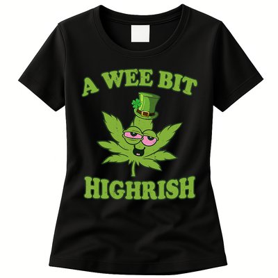 A Wee Bit Highrish Funny 420 Weed Marijuana St Patricks Day Womens T-Shirt