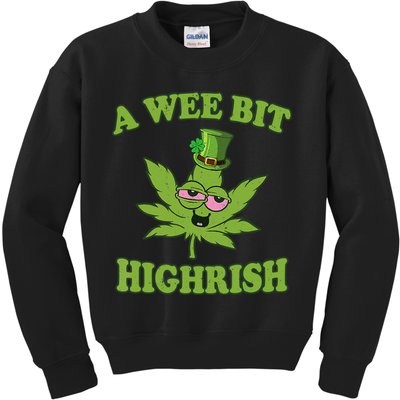 A Wee Bit Highrish Funny 420 Weed Marijuana St Patricks Day Kids Sweatshirt