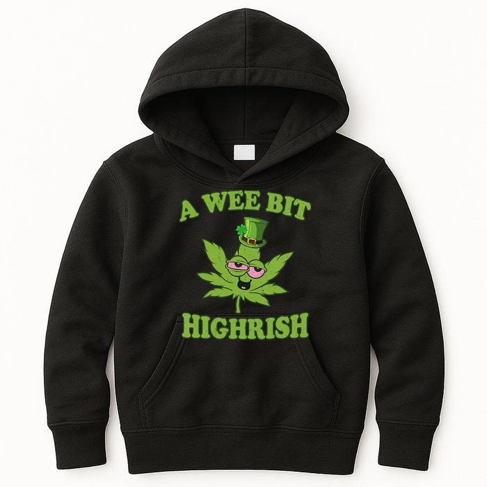 A Wee Bit Highrish Funny 420 Weed Marijuana St Patricks Day Kids Hoodie