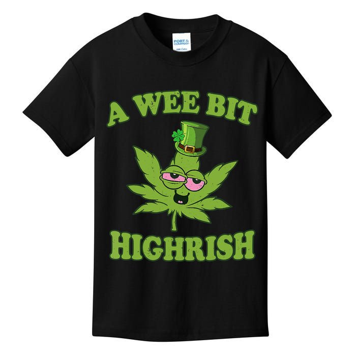A Wee Bit Highrish Funny 420 Weed Marijuana St Patricks Day Kids T-Shirt