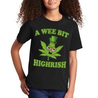 A Wee Bit Highrish Funny 420 Weed Marijuana St Patricks Day Kids T-Shirt
