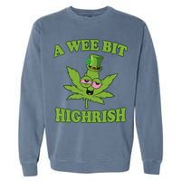 A Wee Bit Highrish Funny 420 Weed Marijuana St Patricks Day Garment-Dyed Sweatshirt