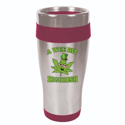 A Wee Bit Highrish Funny 420 Weed Marijuana St Patricks Day 16oz Travel Tumbler