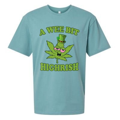 A Wee Bit Highrish Funny 420 Weed Marijuana St Patricks Day Sueded Cloud Jersey T-Shirt