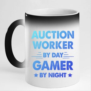 Auction Worker By Day Gamer By Night Gift 11oz Black Color Changing Mug