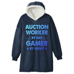 Auction Worker By Day Gamer By Night Gift Hooded Wearable Blanket