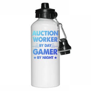 Auction Worker By Day Gamer By Night Gift Aluminum Water Bottle