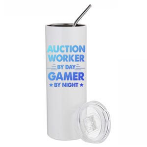 Auction Worker By Day Gamer By Night Gift Stainless Steel Tumbler