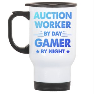 Auction Worker By Day Gamer By Night Gift Stainless Steel Travel Mug