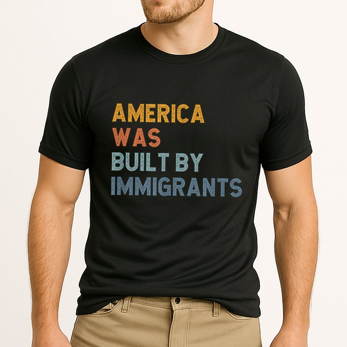 America Was Built By Immigrants Support Refugee Rights Cooling Performance Crew T-Shirt
