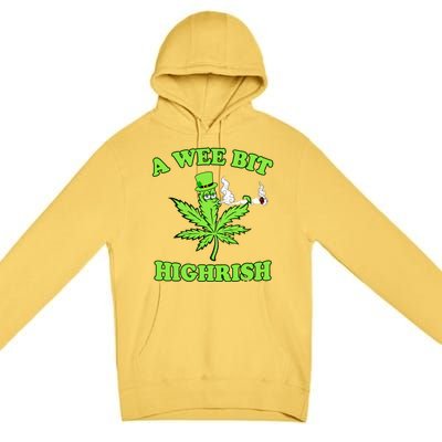 A Wee Bit Highrish Funny 420 Weed Marijuana St Patricks Day Premium Pullover Hoodie