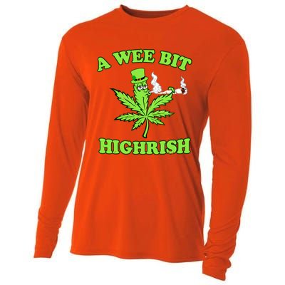 A Wee Bit Highrish Funny 420 Weed Marijuana St Patricks Day Cooling Performance Long Sleeve Crew