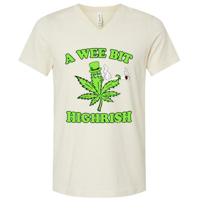 A Wee Bit Highrish Funny 420 Weed Marijuana St Patricks Day V-Neck T-Shirt