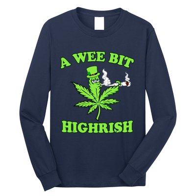 A Wee Bit Highrish Funny 420 Weed Marijuana St Patricks Day Long Sleeve Shirt