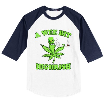 A Wee Bit Highrish Funny 420 Weed Marijuana St Patricks Day Baseball Sleeve Shirt