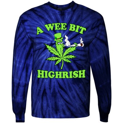 A Wee Bit Highrish Funny 420 Weed Marijuana St Patricks Day Tie-Dye Long Sleeve Shirt