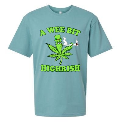 A Wee Bit Highrish Funny 420 Weed Marijuana St Patricks Day Sueded Cloud Jersey T-Shirt