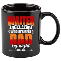 Awesome Waiter By Day World's Best Dad By Night Waitstaff Gift 11oz C Handle Ceramic Mug